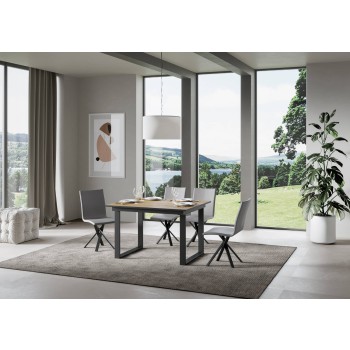 Bandos Table - Extendable table 90x120/180 cm Bandos White Ash Anthracite frame