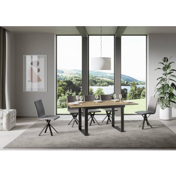 Bandos Table - Extendable table 90x120/180 cm Bandos White Ash Anthracite frame