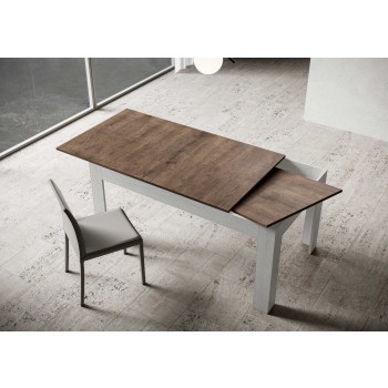 Bibi Table - Extendable table 90x120/180 cm Bibi Mix Spatolato White top - Spatolato Anthracite base