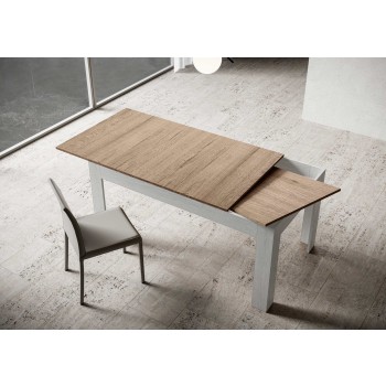 Bibi Table - Extendable table 90x120/180 cm Bibi Mix Spatolato White top - Spatolato Anthracite base