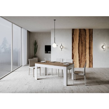 Bibi Table - Extendable table 90x160/220 cm Bibi Mix Spatolato White top - Spatolato Anthracite base