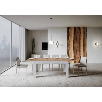 Bibi Table - Extendable table 90x160/220 cm Bibi Mix Spatolato White top - Spatolato Anthracite base