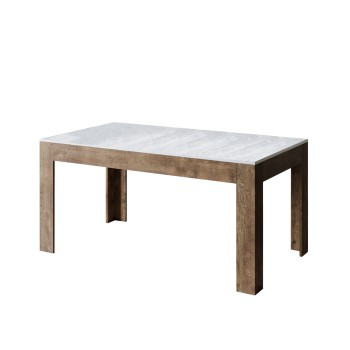 Bibi Table - Extendable table 90x160/220 cm Bibi Mix Spatolato White top - Spatolato Anthracite base