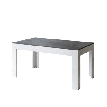 Bibi Table - Extendable table 90x160/220 cm Bibi Mix Spatolato White top - Spatolato Anthracite base