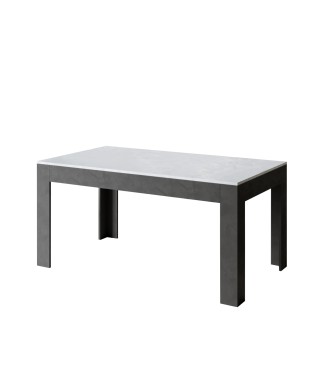 Bibi Table - Extendable table 90x160/220 cm Bibi Mix Spatolato White top - Spatolato Anthracite base