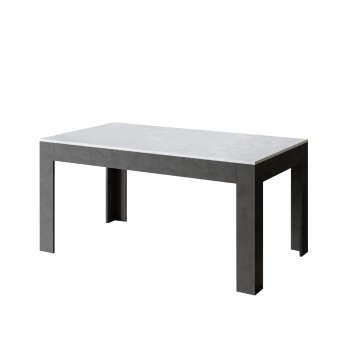 Bibi Table - Extendable table 90x160/220 cm Bibi Mix Spatolato White top - Spatolato Anthracite base