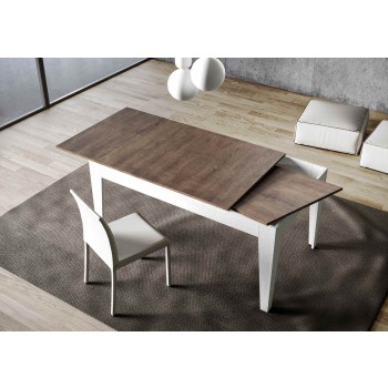 Cico Table - Extendable table 90x120/180 cm Cico Mix Spatulated White top - Spatulated Anthracite base