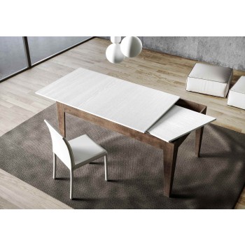 Cico Table - Extendable table 90x120/180 cm Cico Mix Spatulated White top - Spatulated Anthracite base