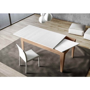 Cico Table - Extendable table 90x120/180 cm Cico Mix Spatulated White top - Spatulated Anthracite base