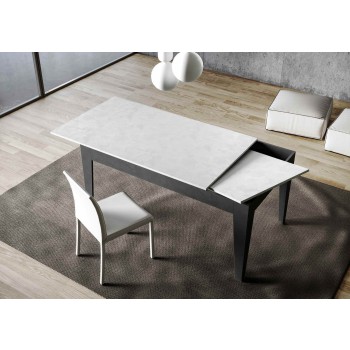 Cico Table - Extendable table 90x120/180 cm Cico Mix Spatulated White top - Spatulated Anthracite base