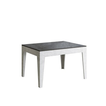 Cico Table - Extendable table 90x120/180 cm Cico Mix Spatulated White top - Spatulated Anthracite base