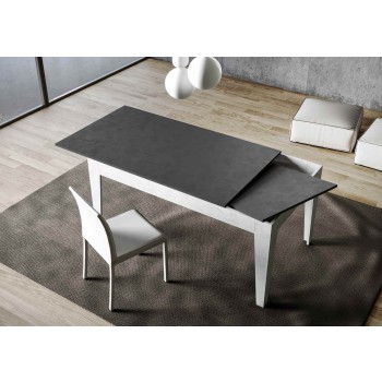 Cico Table - Extendable table 90x120/180 cm Cico Mix Spatulated White top - Spatulated Anthracite base