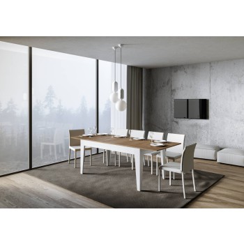 Cico Table - Extendable table 90x160/220 cm Cico Mix Spatulated White top - Spatulated Anthracite base