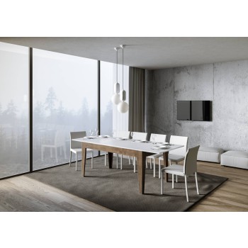 Cico Table - Extendable table 90x160/220 cm Cico Mix Spatolato White top - Spatolato Anthracite base