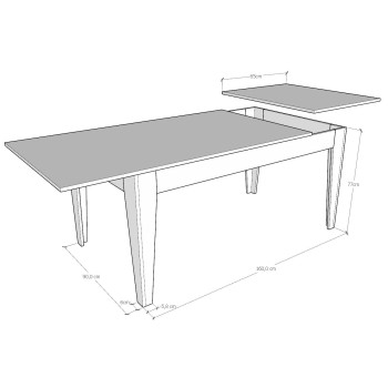 Cico Table - Extendable table 90x160/220 cm Cico Mix Spatolato White top - Spatolato Anthracite base