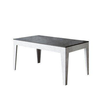 Cico Table - Extendable table 90x160/220 cm Cico Mix Spatolato White top - Spatolato Anthracite base