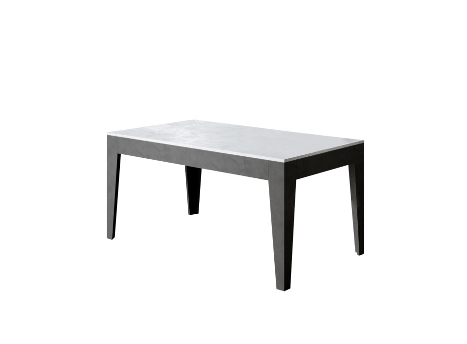 Cico Table - Extendable table 90x160/220 cm Cico Mix Spatulated White top - Spatulated Anthracite base