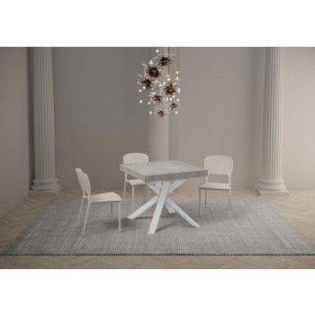 Clerk Premium Table - Extendable table 90x90/194 cm Clerk Premium White Ash top - White legs