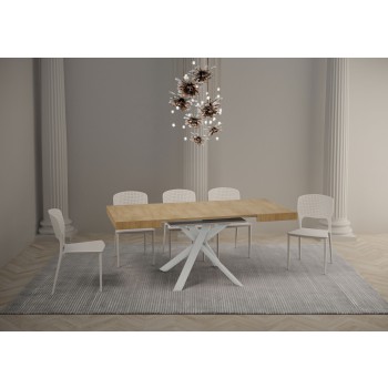 Clerk Table - Extendable table 90x90/194 cm Clerk White Ash top - White legs