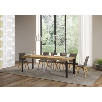 Everyday Premium Table - Extendable table 90x90/246 cm Everyday Premium White Ash Anthracite frame