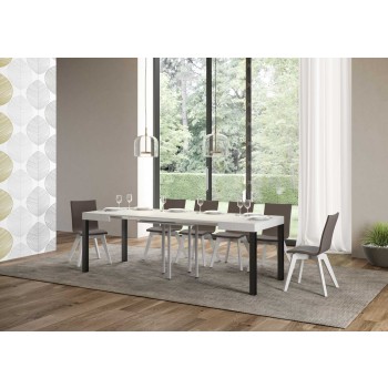 Everyday Table - Extendable table 90x90/246 cm Everyday White Ash Anthracite frame