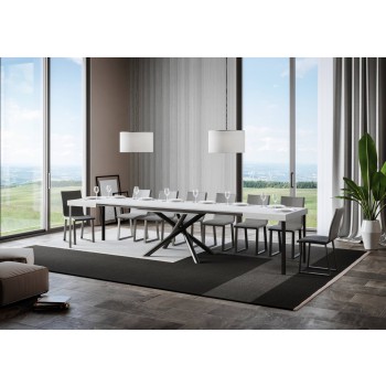 Famas Table - Extendable table 90x130/390 cm Famas White Ash Anthracite frame