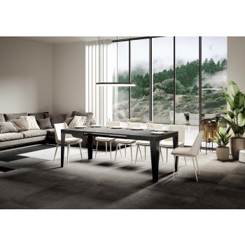 Flame Anthracite Table - Extendable table 90x130/390 cm Flame White Ash Anthracite frame