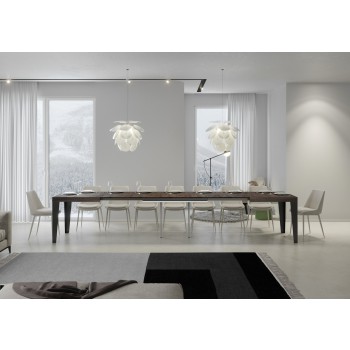 Flame Anthracite Table - Extendable table 90x130/390 cm Flame White Ash Anthracite frame