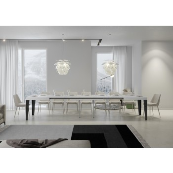 Flame Anthracite Table - Extendable table 90x130/390 cm Flame White Ash Anthracite frame