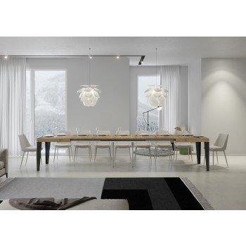 Flame Anthracite Table - Extendable table 90x130/390 cm Flame White Ash Anthracite frame