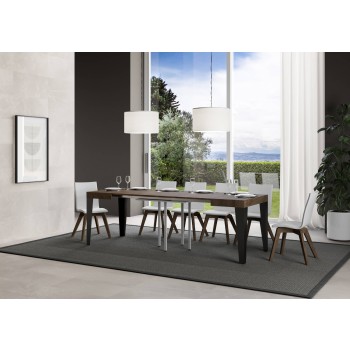 Flame Anthracite Table - Extendable table 90x90/246 cm Flame White Ash Anthracite frame