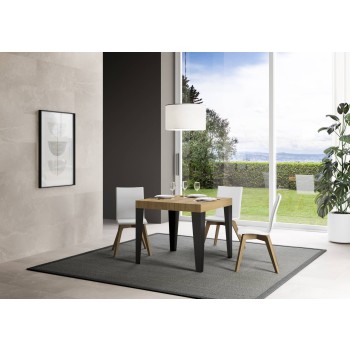 Flame Anthracite Table - Extendable table 90x90/246 cm Flame White Ash Anthracite frame