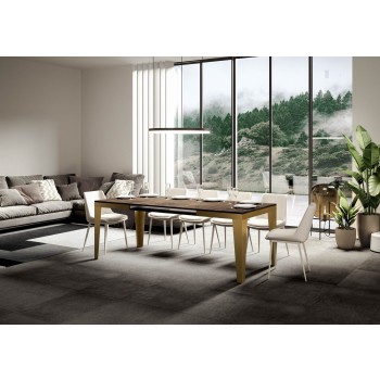 Flame Evolution Gold Table - Extendable table 90x120/224 cm Flame Evolution White Ash Gold frame