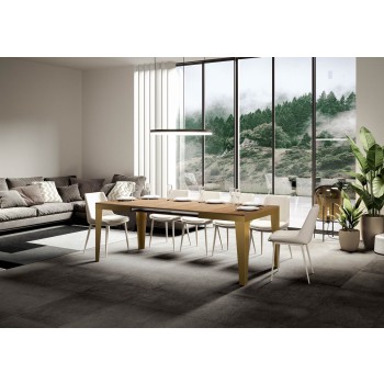 Flame Evolution Gold Table - Extendable table 90x160/420 cm Flame Evolution White Ash Gold frame