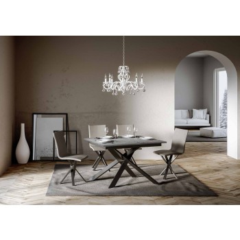 Ganty table with matching edge - Extendable table 90x120/180 cm Ganty White Ash - matching edge with Anthracite frame