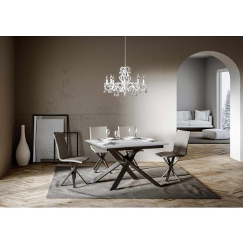 Ganty table with matching edge - Extendable table 90x120/180 cm Ganty White Ash - matching edge with Anthracite frame