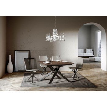 Ganty table with matching edge - Extendable table 90x120/180 cm Ganty White Ash - matching edge with Anthracite frame