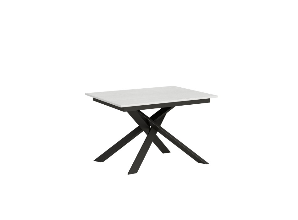 Ganty table with matching edge - Extendable table 90x120/180 cm Ganty White Ash - matching edge with Anthracite frame