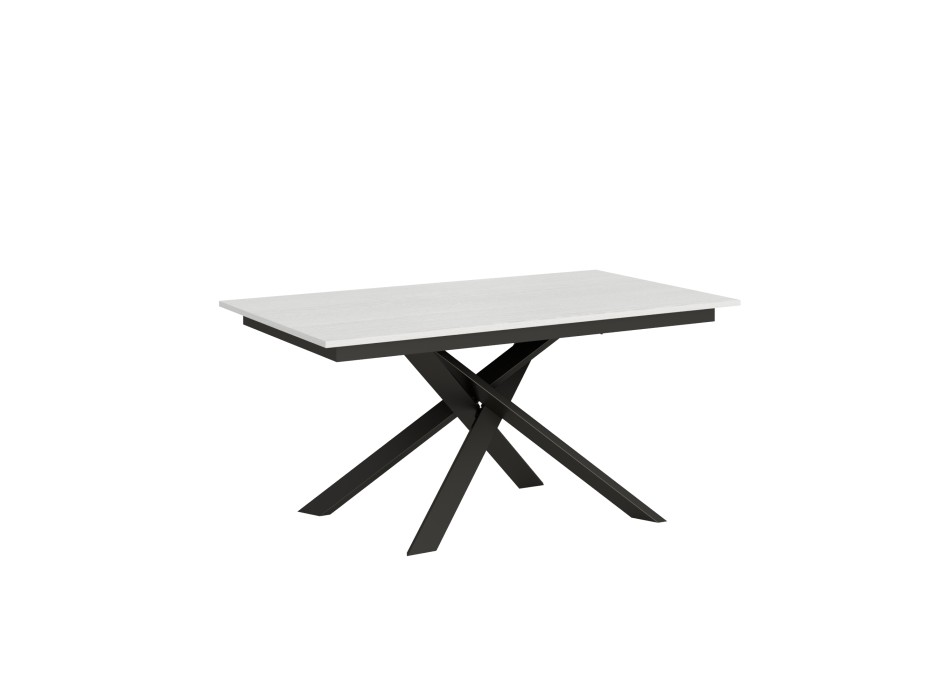 Ganty table with matching edge - Extendable table 90x160/220 cm Ganty White Ash - matching edge with Anthracite frame