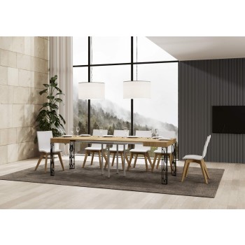 Ghibli table - Extendable table 90x90/246 cm Ghibli White Ash Anthracite frame