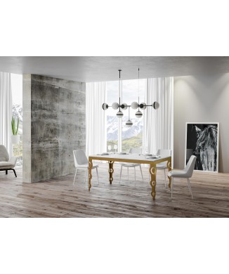 Karamay Evolution Gold Table - Extendable table 90x120/380 cm Karamay Evolution White Ash Gold frame