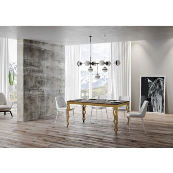 Karamay Evolution Gold Table - Extendable table 90x180/440 cm Karamay Evolution White Ash Gold frame