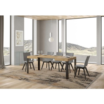 Linea Table - Extendable table 70x110/194 cm Linea White Ash Anthracite frame