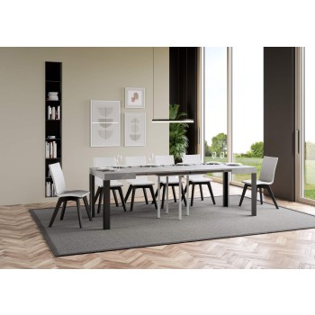 Linea Table - Extendable table 90x90/246 cm Linea White Ash Anthracite frame