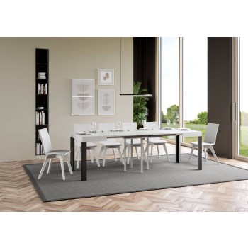 Linea Table - Extendable table 90x90/246 cm Linea White Ash Anthracite frame