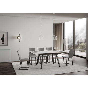 Mirhi table - Extendable table 90x120/180 cm Mirhi White Ash Anthracite frame