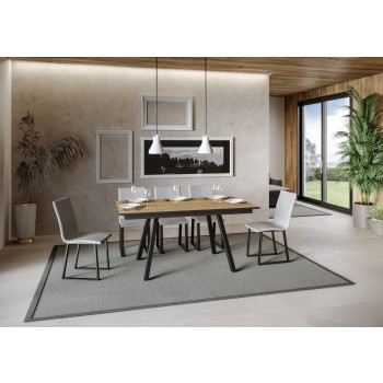 Mirhi table - Extendable table 90x160/220 cm Mirhi White Ash Anthracite frame