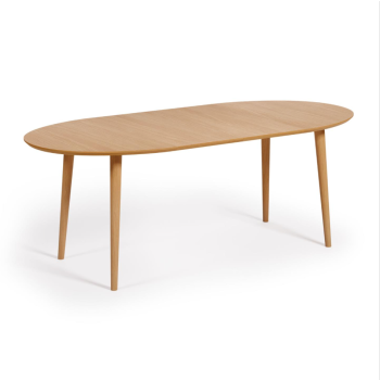 Oqui extendable oval table in oak veneer Ø120