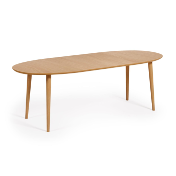 Oqui extendable oval table in oak veneer Ø140