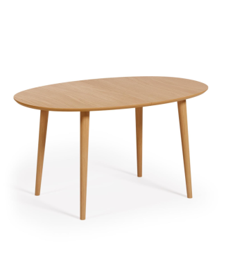 Oqui extendable oval table in oak veneer Ø140